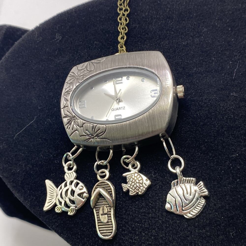 Ocean Fish Womens Custom Beaded Watch Necklace Works New Battery